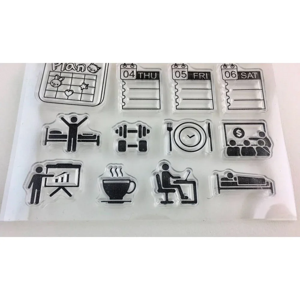 Daily Planner Stamp Kit Weather Activities Tracking 31 pc for Journals Diary mq